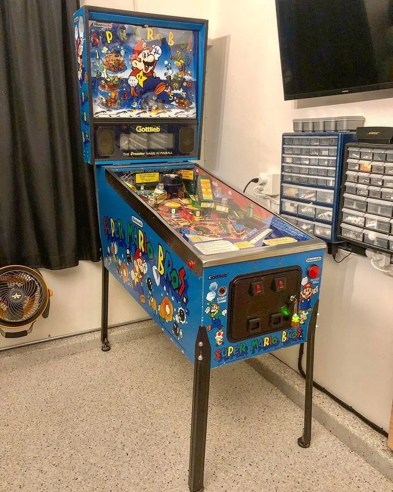 Gottlieb Super Mario Bros. pinball machine in blue