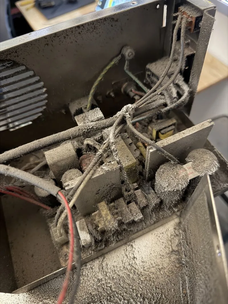 The Big Blue switching power supply as removed, buried under years of dust