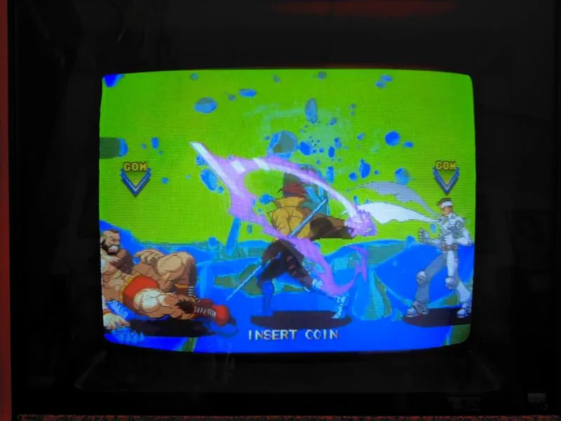 Marvel vs. Capcom attract mode running on the Big Blue cabinet monitor