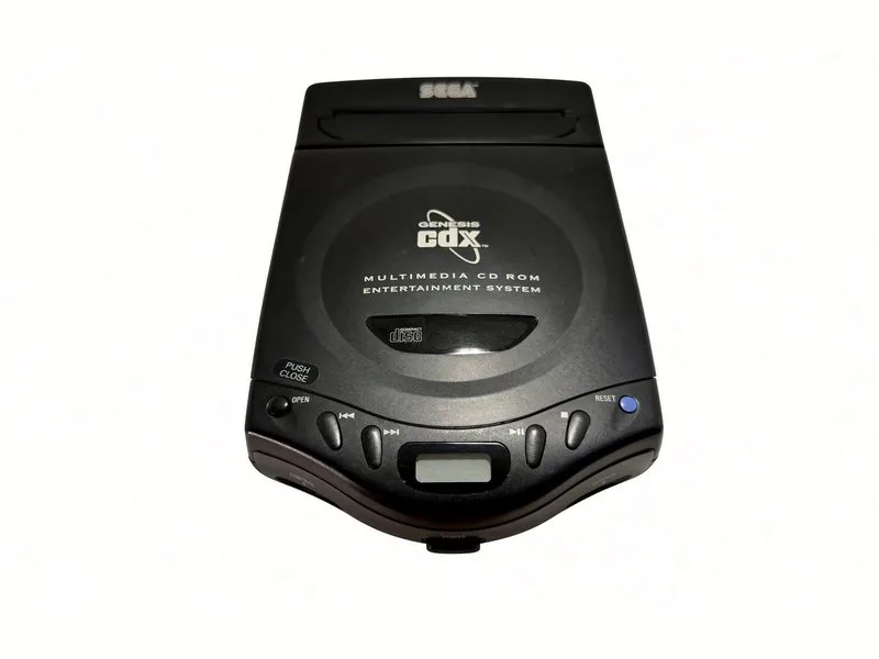 Sega Genesis CDX combo unit seen from above, disc lid and player controls visible