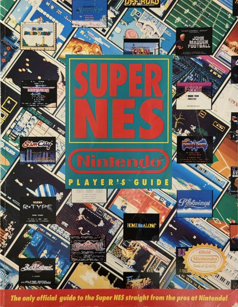 Cover of the Nintendo Player's Guide for the Super NES, a collage of game screen shots