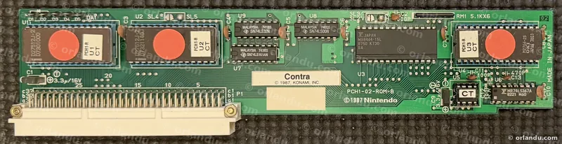 Nintendo PlayChoice-10 game board for Contra, component side