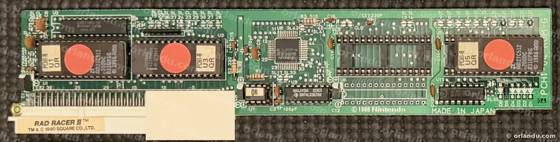 Nintendo PlayChoice-10 game board for Rad Racer II, component side