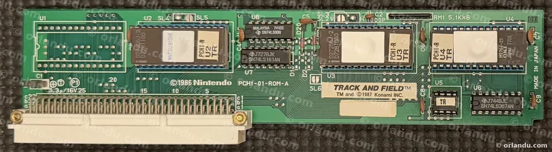 Nintendo PlayChoice-10 game board for Track & Field, component side