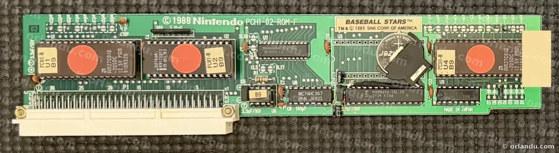 Baseball Stars PlayChoice-10 conversion board with a save battery fitted