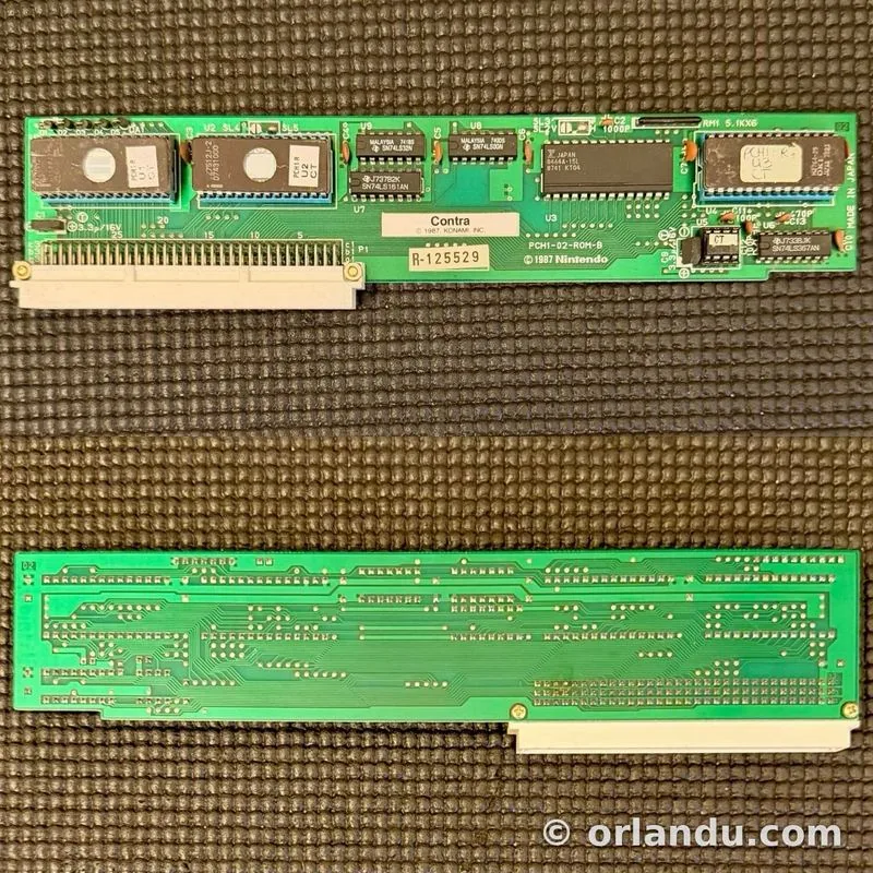 Contra PlayChoice-10 game board, component side above and solder side below