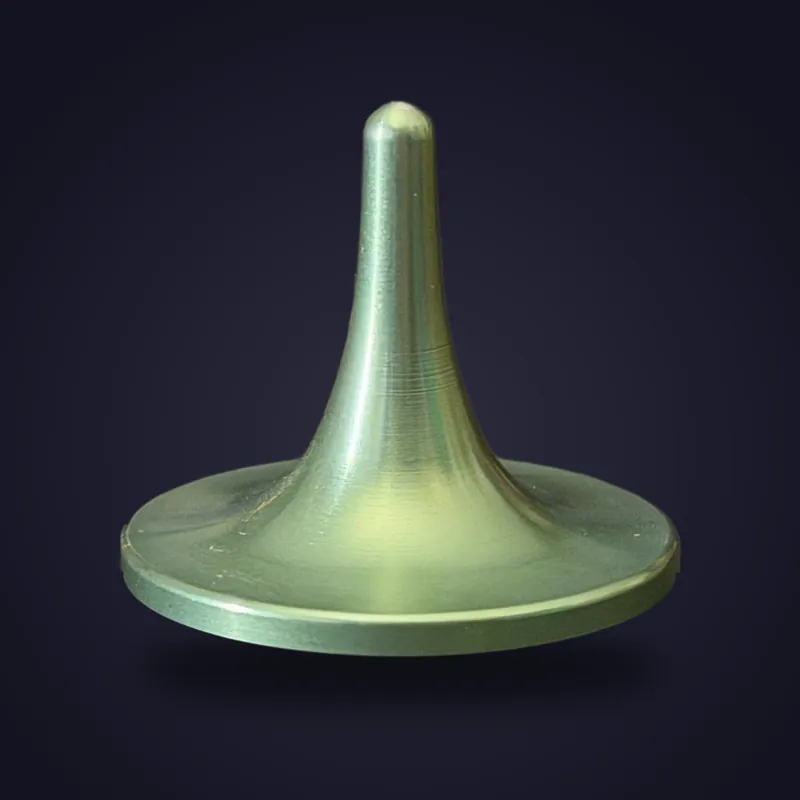 Foreverspin Emerald Green spinning top, limited edition, photographed off its base