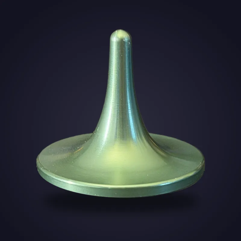 Foreverspin Shamrock Green spinning top, st. patrick's day 2017, photographed off its base